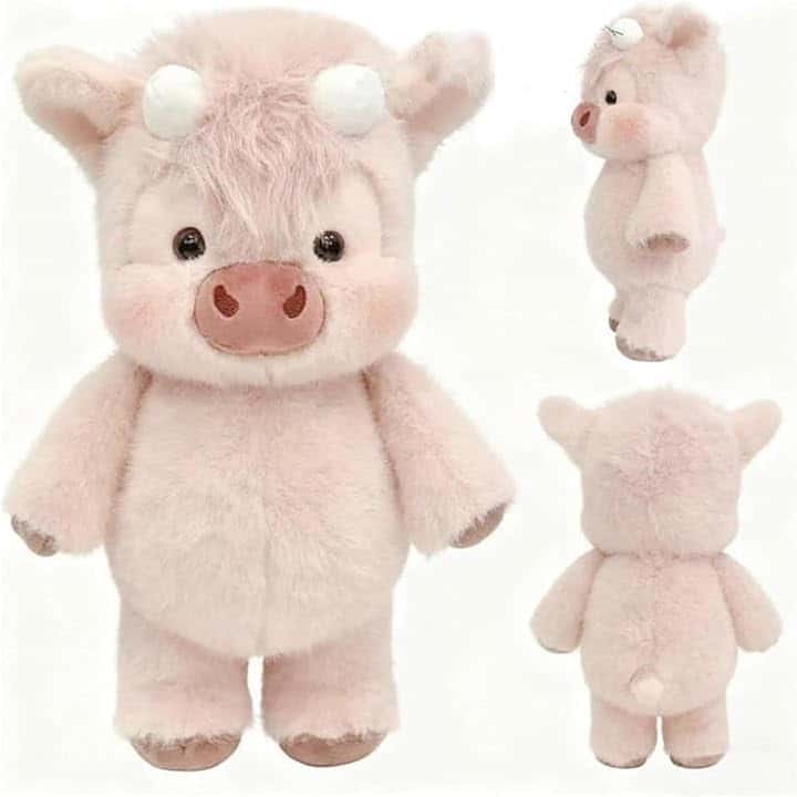 Peluche di muccas delle Highlands che corre, 45 cm Adorabile muccas Pelosa Che Corre Peluche, graziosis peluches di bovini delle Highlands, morbidi cuscini a forma di animale per divano, auto(D)
