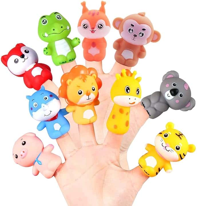 Set di 10 pupazzi con dita in gomma, regalo per bambini
