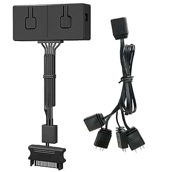 Convertitore RGB 12V RGB a 5V ARGB Transfer Hub con Splitter 4 Vie Controller per Scheda Madre 12V 4 Pin Controllo Dispositivi 5V ARGB, 50 Modalità Colore Integrate