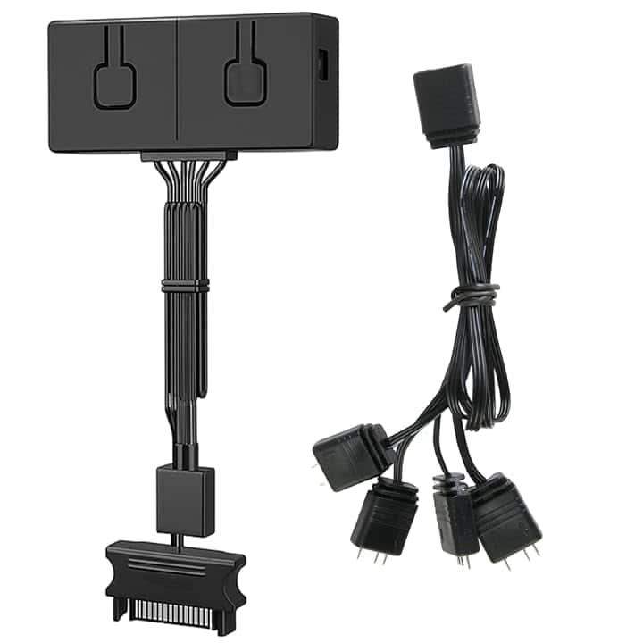 Convertitore RGB 12V RGB a 5V ARGB Transfer Hub con Splitter 4 Vie Controller per Scheda Madre 12V 4 Pin Controllo Dispositivi 5V ARGB, 50 Modalità Colore Integrate