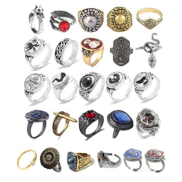 JUSONGKWCP JUSONGKWCP 26 Pcs Anello Darksoul Anelli Cartoon Figure Cosplay Accessori Darksoul Punk Vintage Ring Gioielli