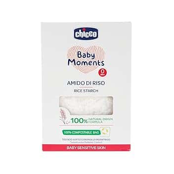 Chicco Baby Moments Amido di Riso, Lenitivo e Rinfrescante, Pulizia Gentile Senza Irritare o Asciugare La Pelle, Azione Emolliente, Bagnetto Neonato, Talco, 250 Gr, 0 Mesi+
