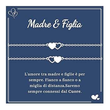 VU100 2/3 Pezzi Bracciale Madre e Figlia Regalo per Madre e Figlia Bracciale Cuore in Acciaio Inox 316L Regalo di laurea ispirazione Regalo di Natale e Compleanno per Mamma Figlia Ragazza