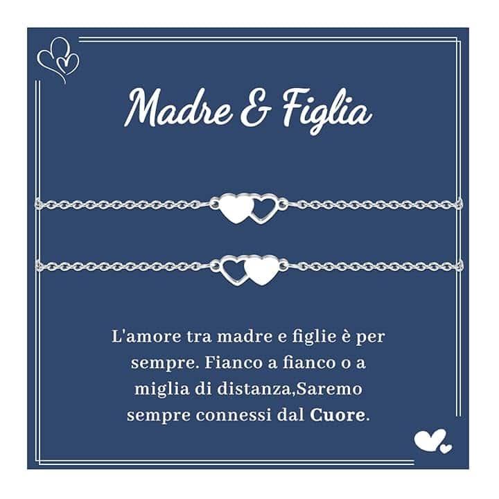 VU100 2/3 Pezzi Bracciale Madre e Figlia Regalo per Madre e Figlia Bracciale Cuore in Acciaio Inox 316L Regalo di laurea ispirazione Regalo di Natale e Compleanno per Mamma Figlia Ragazza