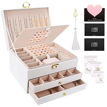 UCAMP UCAMP Porta Gioielli a tre strati,Scatola Portagioie,portagioie da viaggio per gioielli per collane,orecchini,braccialetti e anelli,con chiavi e serrature.Adatto sia per le ragazze che per le signore