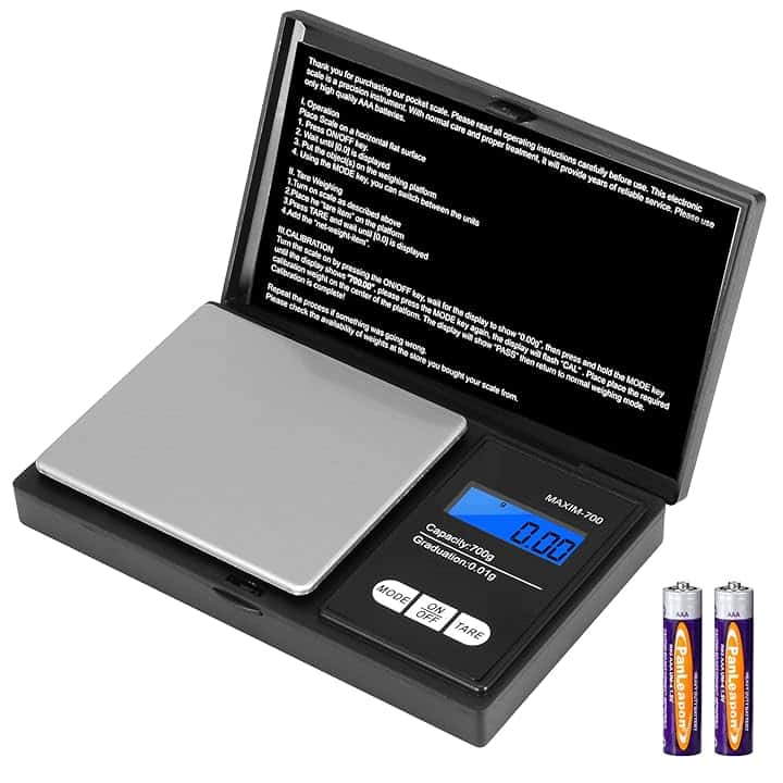 Vinabo Bilancia di Precisione 700g/0.01g, Portatile Bilance per Gioielli, Digital Pro Pocket, con Display LCD e 7 Unità, Funzione Tara, per Cucina Cucinare, Caffè, Farmaci, Nero
