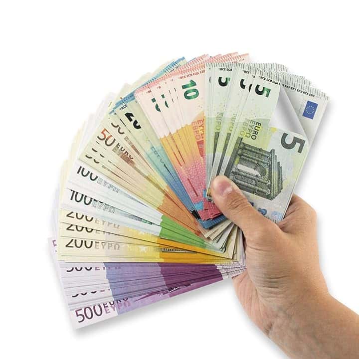 Confezione da 175 fogli di denaro giocattolo per gioco di negozio - Tutti i modelli - 25x 5/10/20/50/100/200/500