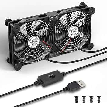 OTraki 120 mm USB Ventole PC 2 in 1 Ventola, Ventilatore Portatile 3 Velocità Regolabili Ventola Di Raffreddamento Elettronica Con 8 Piedini Ammortizzanti Per Router, Computer, Tv Box, Tablet