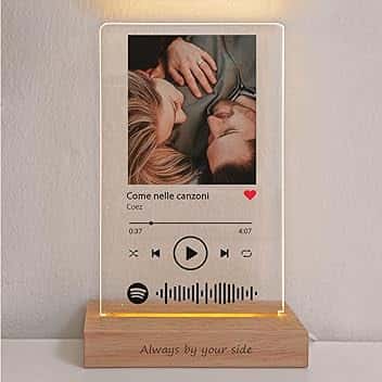 LAC Lampada Spotify Personalizzata con Foto – Targa Spotify Glass Personalizzato Regalo Fidanzato e Fidanzata | Lampada con Foto Regalo Anniversario per Lui e per Lei