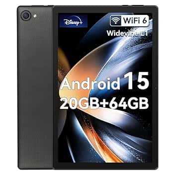 Whitedeer Tablet 10 pollici Android 15 Octa-Core, Face ID, OTG, 20GB+64GB+1TB Espansione, 1280 * 800 IPS, Split-Screen, WiFi 6, BT5.3, Doppia Fotocamera 5MP+8MP, 5000mAh, Widevine L1 (Nero)