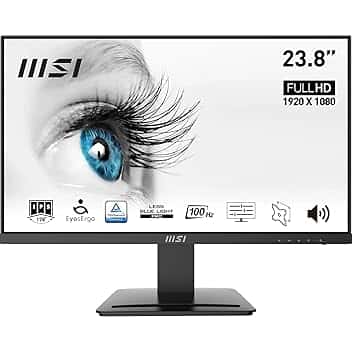 MSI PRO MP243X Monitor 24" IPS FHD (1920x1080), 100Hz, 1ms, altoparlanti integrati, Eye-friendly, FreeSync, 1x HDMI e 1x DP, VESA