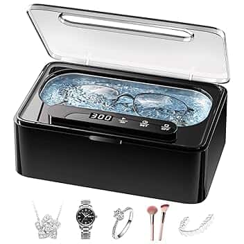 Phniti Pulitore Ultrasuoni, Ultrasonic Cleaner da 47KHz, Pulitore Ultrasuoni Apparecchio Denti 330ml Portatile con 3 Modalità da Pulitore Ultrasuoni Gioielli per Occhiali, Gioielli, Protesi Dentarie, Anelli