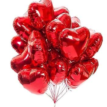 20 Palloncini Cuore Rossi a Forma di ad Elio o Aria Palloncini Foil Air Balloons per Decorazione Romantica San Valentino Palloncini Compleanno per Decorazione festa di compleanno