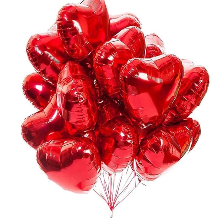 20 Palloncini Cuore Rossi a Forma di ad Elio o Aria Palloncini Foil Air Balloons per Decorazione Romantica San Valentino Palloncini Compleanno per Decorazione festa di compleanno