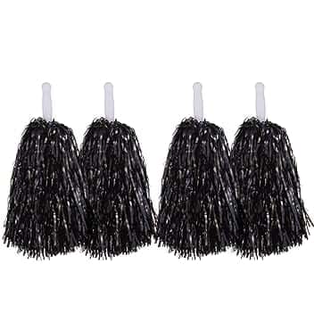 2 paia di pompon da cheerleader, in plastica, a forma di fiore, per calcio, basket, tifo, danza, decorazione per competizioni sportive, festival, celebrazioni, balli in maschera, feste (nero)