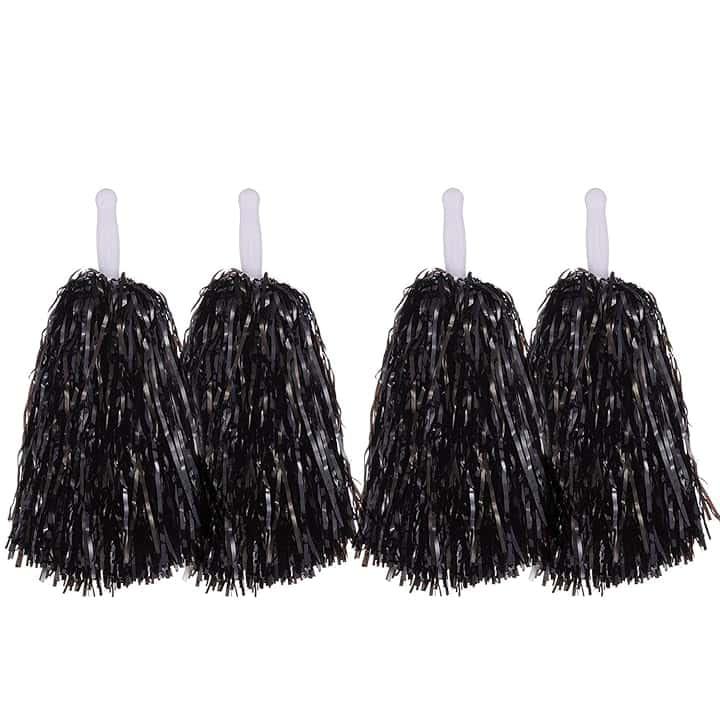 2 paia di pompon da cheerleader, in plastica, a forma di fiore, per calcio, basket, tifo, danza, decorazione per competizioni sportive, festival, celebrazioni, balli in maschera, feste (nero)