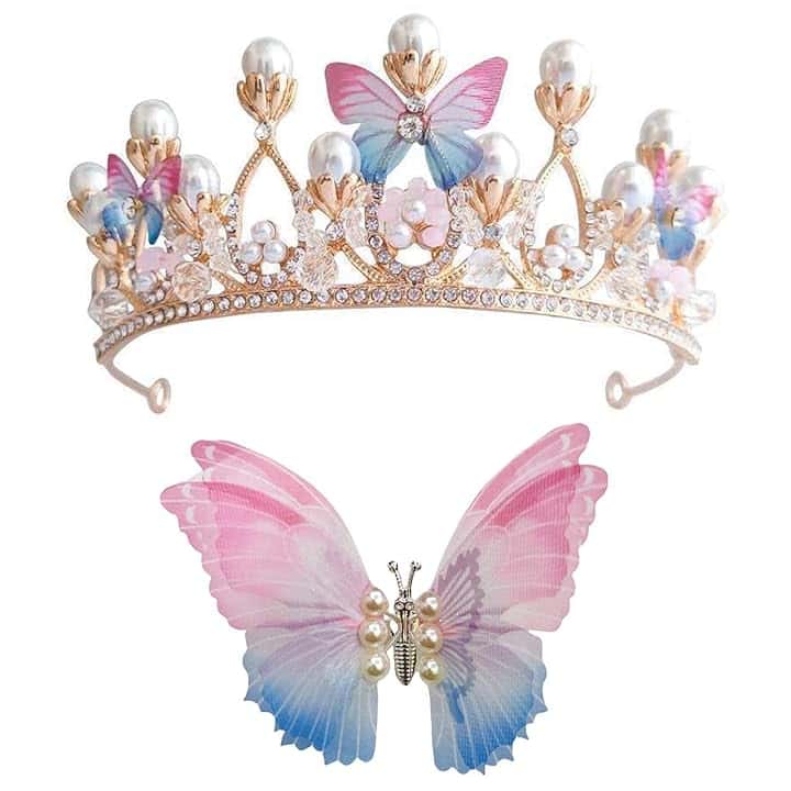 CWPFVQA Accessori Per Capelli Con Corona Di Farfalle Da 1 Pezzo, Forcina Per Capelli Con Farfalla Danzante Da 1 Pezzo, Design Scintillante Ed Elegante, Forcina Carina Per Bambini