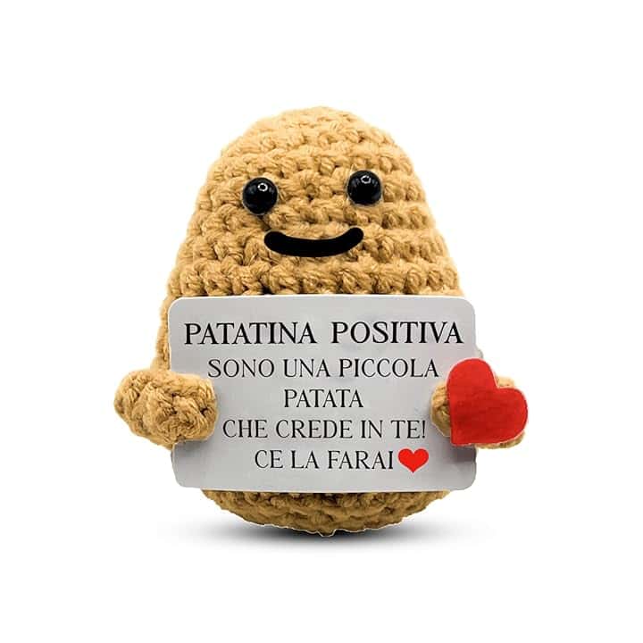 BigDaddy Patatina Positiva con Messaggio Motivazionale - Peluche Patato Positiva Italiano - Patata Portafortuna e Motivazionale - Regalo Amica Speciale Originale - Idea Regalo Simpatica