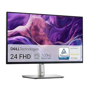Dell P2425H 24" Full HD (1920x1080) Monitor, 100Hz, IPS, 5ms, 99% sRGB, USB-C, DisplayPort, HDMI, VGA, 4x USB, 3 Anni di Garanzia, Nero TCO Certified Etichetta Energetica