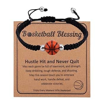 Goktvai Bracciale da Basket con Biglietto, Braccialetto Regolabile con Corda Intrecciata Benedizione da Basket Delicato Gioiello a Tema Sportivo per Regali di Compleanno Festa e Laurea