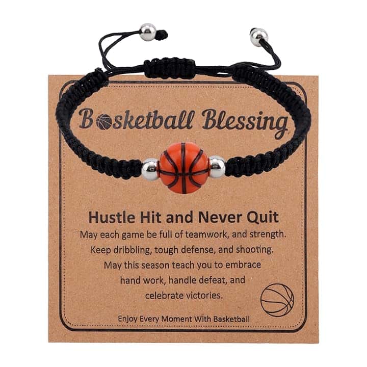 Goktvai Bracciale da Basket con Biglietto, Braccialetto Regolabile con Corda Intrecciata Benedizione da Basket Delicato Gioiello a Tema Sportivo per Regali di Compleanno Festa e Laurea