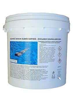 AQUATEC Cloro per piscina rapido dicloro granulare 56% a Rapida Dissoluzione per Trattamento Shock e Mantenimento Acqua di Piscina (5, Chilogrammi)