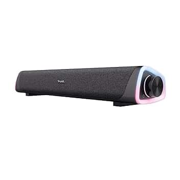 Trust Liro Soundbar PC 12W, Stereo Speaker con Illuminazione LED RGB, Sound Bar Jack AUX 3.5 mm, Casse PC con Alimentazione USB, Altoparlanti per PC Laptop Desktop Tablet Smartphone TV, Nero