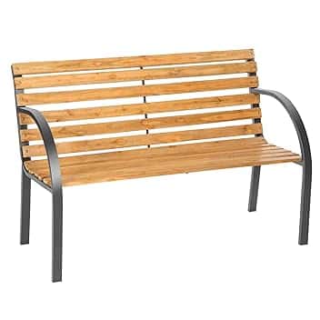 TecTake® Panca da Giardino in Legno, Comoda e Versatile Panchina da Esterno 2 Posti, Panca con Schienale, Resistente alle Intemperie, 119,5 x 62 x 83 cm - Marrone