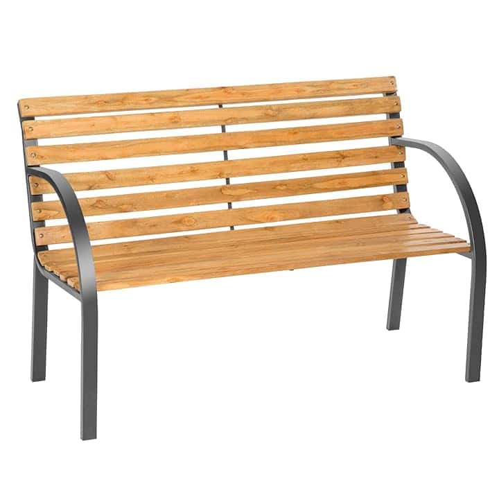 TecTake® Panca da Giardino in Legno, Comoda e Versatile Panchina da Esterno 2 Posti, Panca con Schienale, Resistente alle Intemperie, 119,5 x 62 x 83 cm - Marrone