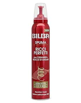 Bilba, Spuma con Germe Di Grano - Schiuma Capelli Ricci Perfetti con Ceramidi e Gocce d'Argan - Formula Professionale a Tenuta Extra Forte - Ravviva i Ricci con Azione Anticrespo per 24 h - 200 ml
