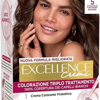 L’Oréal Paris Colorazione Triplo Trattamento Excellence, Con Acido Ialuronico, 100% Copertura Capelli Bianchi, Per Capelli Più Idratati, Castano Chiaro (5)