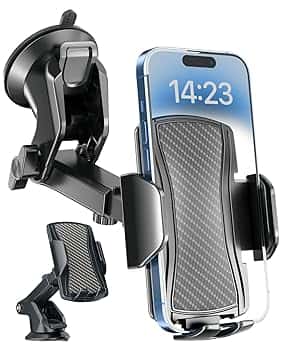 Hoppac Porta Cellulare Auto, Supporto Telefono Auto Universale Ventosa per Cruscotto e Parabrezza, Rotazione 360 Gradi e Rilascio Rapido, per Smartphone 4-7 in