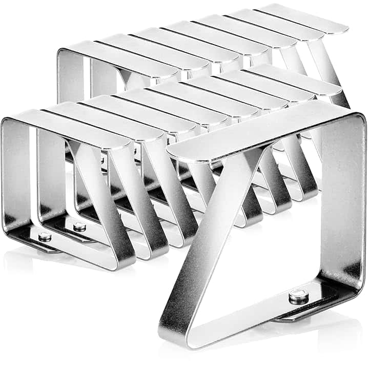 com-four® 16x Clip per Tovaglie in Acciaio Inossidabile - Porta Tovaglie per Biancheria da Tavola - Clip da Tavolo per Interno ed Esterno - Morsetti da Tavolo Moderni - Clip in Metallo Resistenti