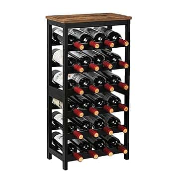VASMIA Cantinetta Portavino in Legno Bambù con 24 Scomparti per Vino Champagne, Portabottiglie da Terra, Cantina per Angolo Bar, Salotto, Cucina,Marrone Vintage