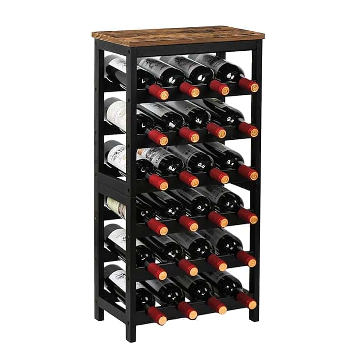 VASMIA Cantinetta Portavino in Legno Bambù con 24 Scomparti per Vino Champagne, Portabottiglie da Terra, Cantina per Angolo Bar, Salotto, Cucina,Marrone Vintage