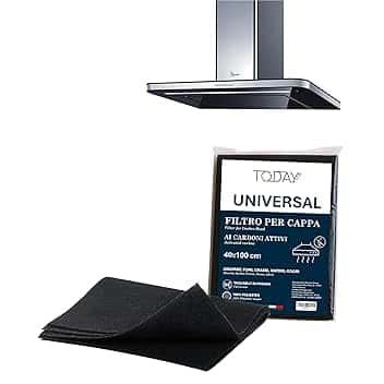 Today – Filtro Universale ai Carboni Attivi per Cappe da Cucina 40x100 cm – Ritagliabile, Antiodore, Trattiene Grasso e Umidità – Made in Italy