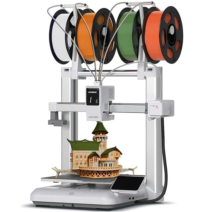 Anycubic Kobra X Stampante 3D, Alta Velocità da 600 mm/s con Stampa 4 Colori, Livellamento Automatico 49 Punti, Rilevamento Intelligente Tramite AI per Principianti e Professionisti,260 x 260 x 260 mm