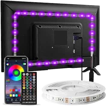 Striscia LED TV 3 m, Striscia luminosa Retroilluminazione TV 40-65in, 5050 RGB USB con Telecomando Multicolore FAI DA TE Ritmo Musicale Striscia LED Controllato da APP per HDTV Monitor