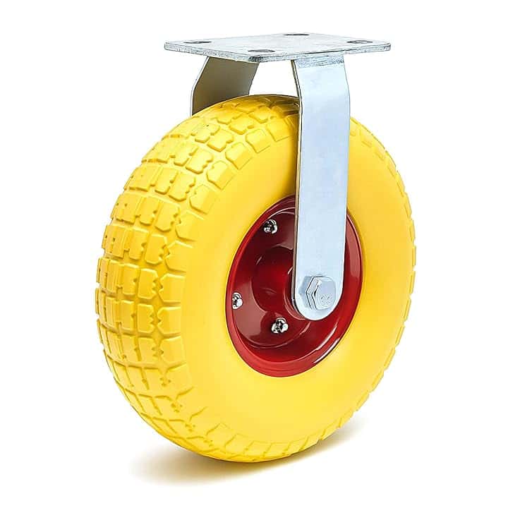 Wiltec Ruota fissa anti-foratura gialla 258x78mm max 150 kg con cerchio in metallo