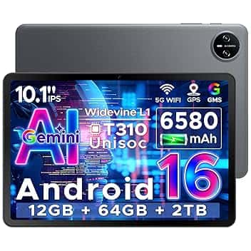 DOOGEE Tab A9 Android 16 Tablet 10 Pollici, Gemini AI Tablet in Offerta Gaming, 12GB RAM + 64GB ROM (TF 2TB), 6580mAh Batteria, 5G WiFi, 1280 * 800 IPS, 5MP+8MP, Unisoc T310 Quad Core/OTG/Face Unlock