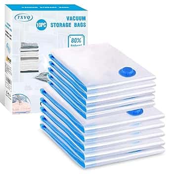 Sacchetti Sottovuoto Vestiti, 10 Pezzi Buste Sottovuoto Vestiti 5 Medi 70x50cm + 5 Piccoli 60x40cm, Sacchi Sottovuoto Piumoni per Coperte, Piumino, Cuscini, Trapunte, Viaggi