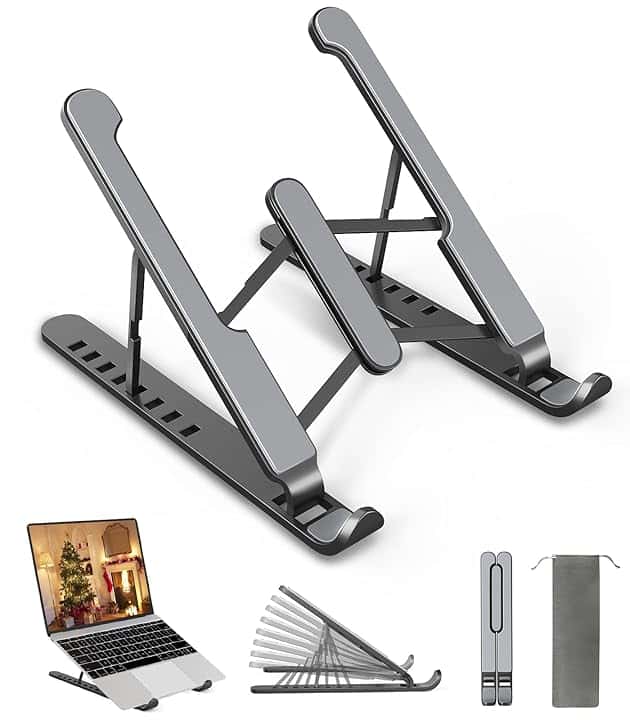 Supporto PC Portatile, 8 Livelli Regolabile & Raffreddamento Porta PC, Pieghevole in Plastica e Silicone Laptop Stand per Computer Portatili e Tablet (10-15,6’’)