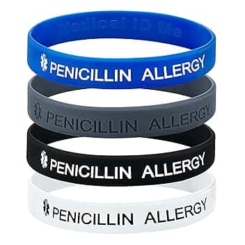 Medical ID Me Braccialetti per allerta medica a forma di penicillina, 4 colori