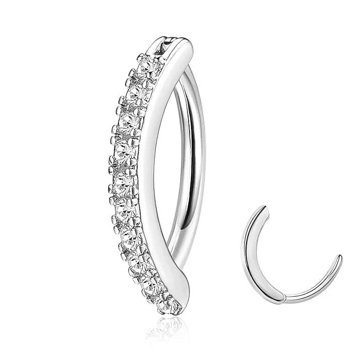 JeryWe Piercing Ombelico,14G Ombelico Piercing Acciaio Chirurgico,Argento Oro Piercing Ombelico Anallergico, CZ Opale Clicker Ombelico Anello Set 10/12mm ClimeCo Certified
