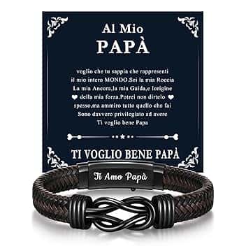 Gamtic Bracciale Uomo di Cuoio Ti Amo - Regalo per Lui Marito Papà Figlio Uomo Adjustable in Pelle Bracciale Intrecciata Fatta a Mano Idea Regali per Compleanno Natale Matrimonio e Anniversario
