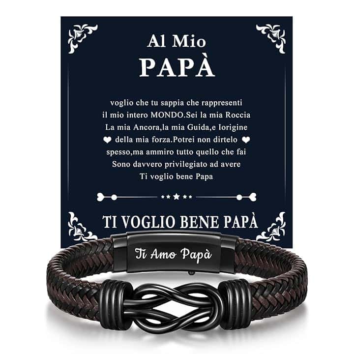 Gamtic Bracciale Uomo di Cuoio Ti Amo - Regalo per Lui Marito Papà Figlio Uomo Adjustable in Pelle Bracciale Intrecciata Fatta a Mano Idea Regali per Compleanno Natale Matrimonio e Anniversario