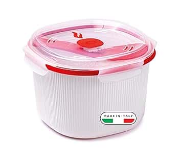 Snips - Cuociriso e Cereali Microonde, Rice Cooker 2,70L con Vassoio Amido e Spatola Inclusi - Contenitori per Alimenti 20x20,5x14,50 - Cuoci Riso Contenitore Microonde Bianco Made in Italy