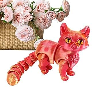Gatto stampato in 3D, animali da stampa giocattolo agitato, statua di animali da cartone animato, decorazioni, ottima fattura 12 cm per bambini, amici, famiglia