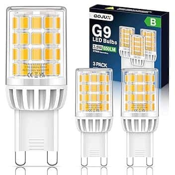 Lampadina G9 3.5W 650LM, Equivalente a 50W Lampada Alogena, 2700K Lampadine G9 LED Luce Calda Risparmio energetico, Angolo a fascio 360°, AC 220-240V, Non Dimmerabile, Confezione da 3