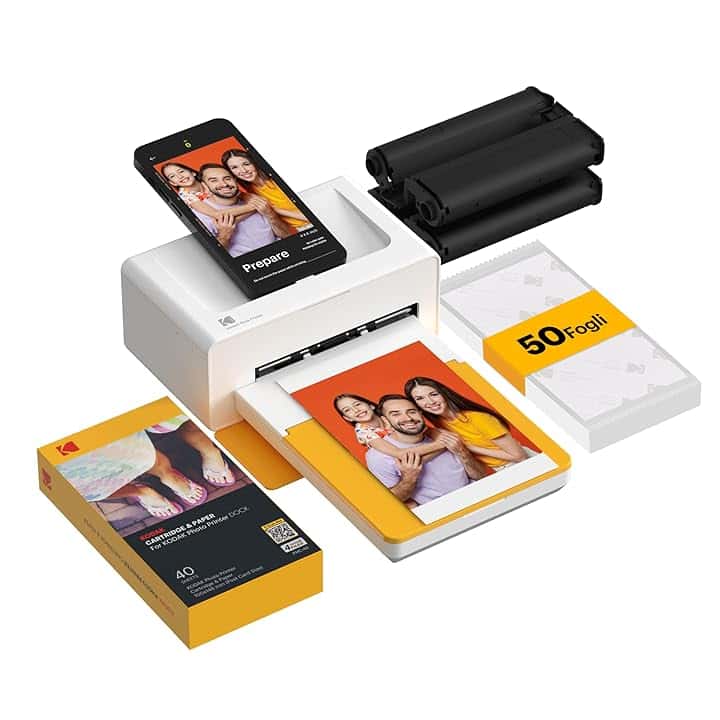 KODAK Dock Plus Stampante Fotografica 10 x 15 cm, 50 Fogli, Stampante Smartphone con Dock & Bluetooth, Stampe a Colori Istantanee, Sublimazione 4PASS